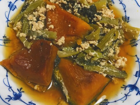 鶏と小松菜とかぼちゃの醤油煮込み